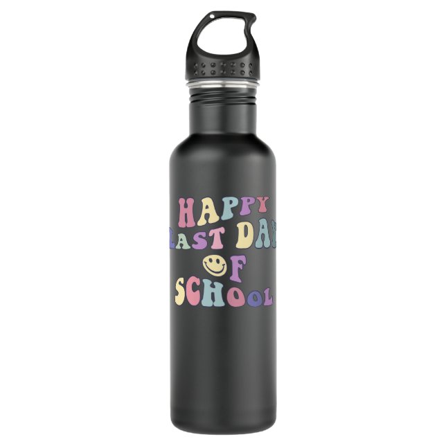 happy last day of school stainless steel water bottle (Front)