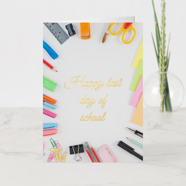 Happy Last Day Of School Summer Student Foil Greeting Card (Front)