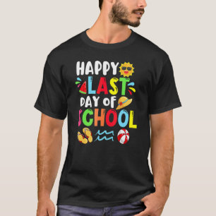 Happy Last Day Of School Summer Time Cute Sun Stud T-Shirt