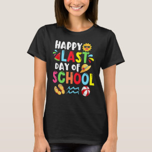 Happy Last Day Of School Summer Time Cute Sun Stud T-Shirt