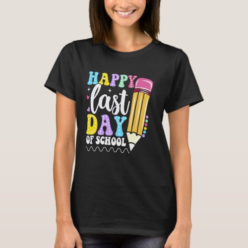 Happy Last Day of School Teacher Groovy Graduation T-Shirt