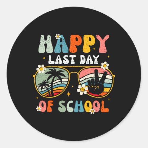 Happy Last Day Of School Teacher Student Graduatio Classic Round Sticker