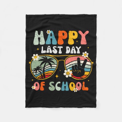 Happy Last Day Of School Teacher Student Graduatio Fleece Blanket