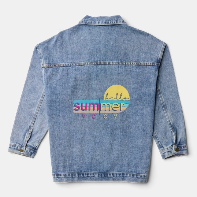 Happy Last Day of School Teacher Student Hello Sum Denim Jacket (Back)