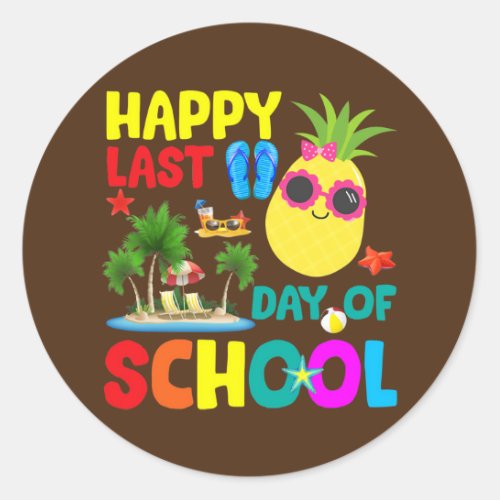 Happy Last Day Of School Teacher Student Summer Classic Round Sticker