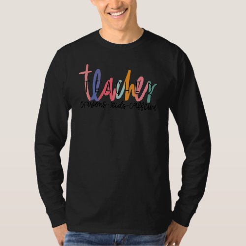 Happy Last Day Of School Teachers Crayons Kids Caf T_Shirt