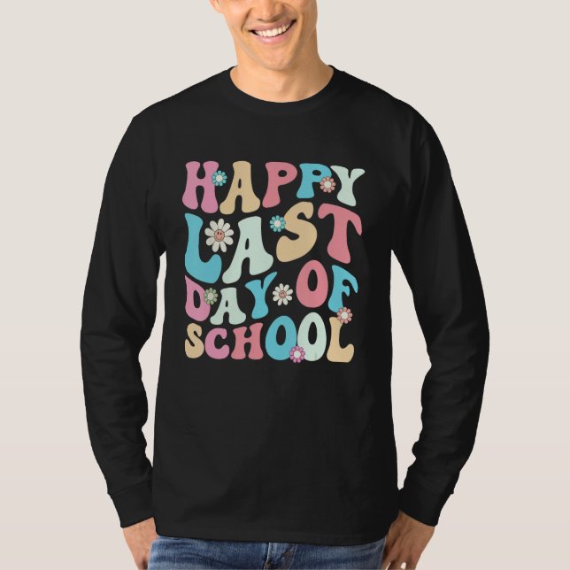 Happy Last Days Of School Teacher Kids Retro Groov T-Shirt (Front)