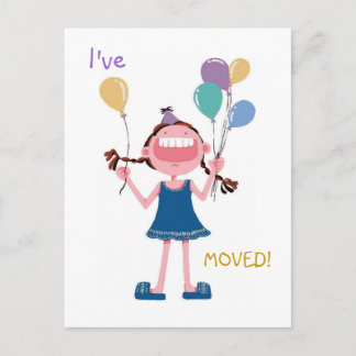 Happy Laughing Girl Woman's Change of Address Announcement Postcard