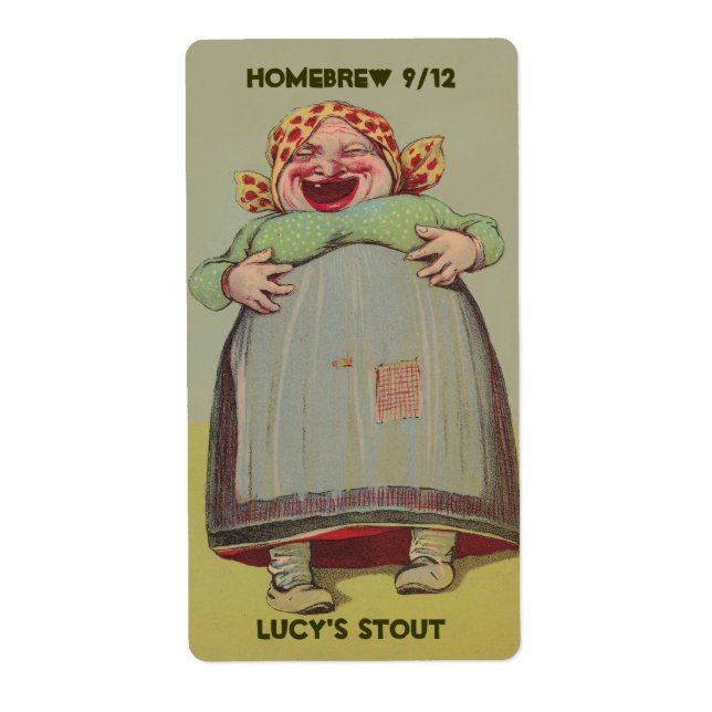 Happy Laughing Lady Home Brewing Beer Bottle Label (Front)