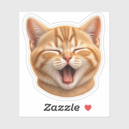 Happy Laughing Orange Tabby Cat Sticker