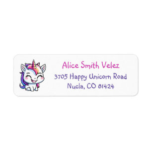 Happy Laughing Unicorn Return Address Labels