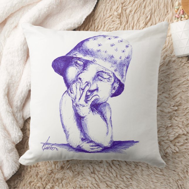 happy laughter 2 throw pillow (Blanket)