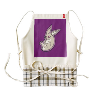 Happy Lavender Rabbit Pink Eyes Ink Drawing Design Zazzle HEART Apron