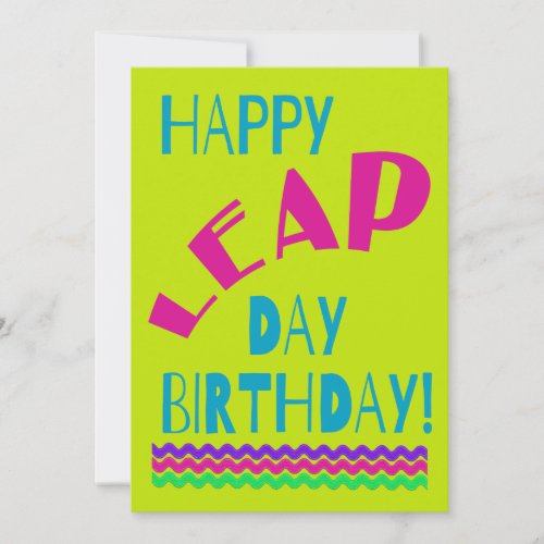 Happy Leap Day Birthday  Bright Green Holiday Card
