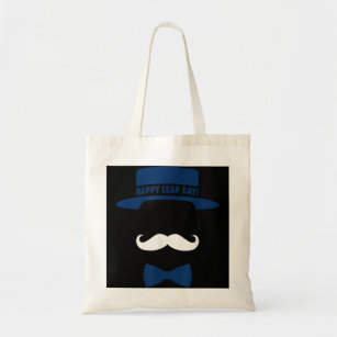 Happy Leap Day Hat & Mustache Funny Yellow Costume Tote Bag