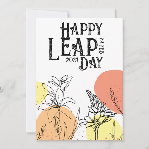Happy Leap Day Modern One_Line Flowers Holiday Card
