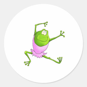 Happy Leaping Ballet Frog Classic Round Sticker