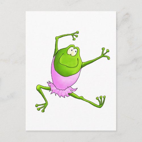 Happy Leaping Ballet Frog Postcard