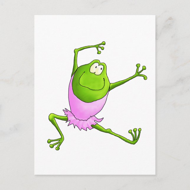 Happy Leaping Ballet Frog Postcard (Front)