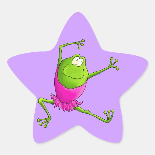 Happy Leaping Ballet Frog Star Sticker (Front)