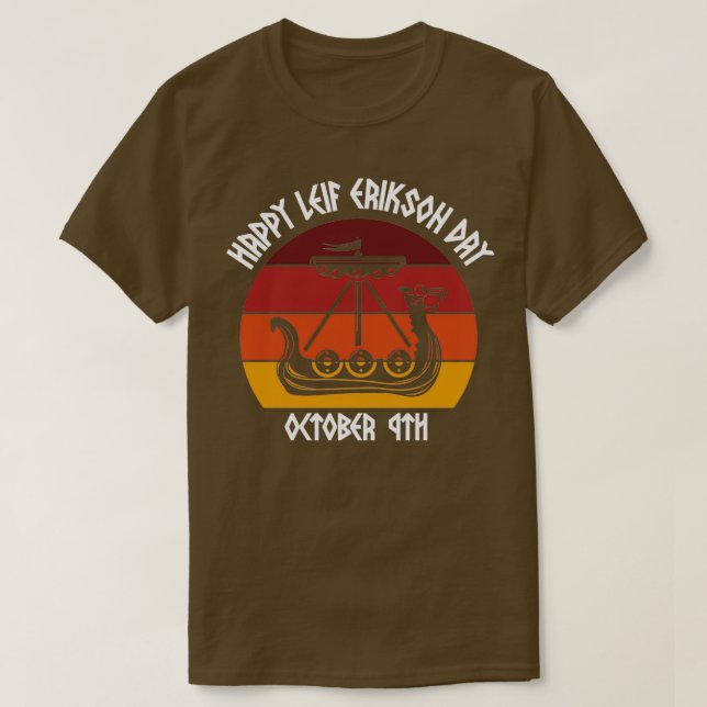 Happy Leif Erikson Day Vikings Sunset 2 T-Shirt (Design Front)