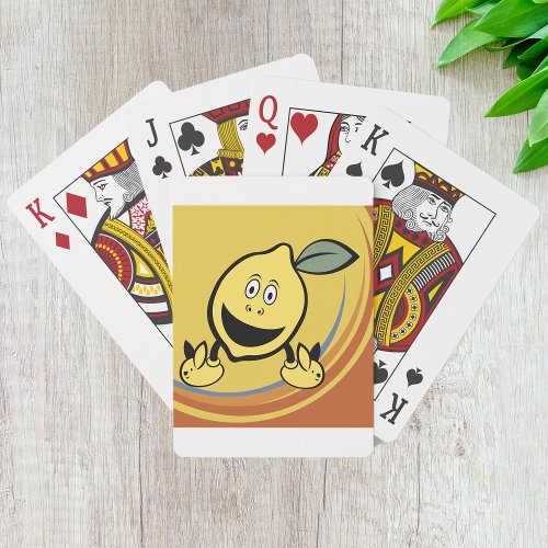 Happy Lemon Face Playing Cards