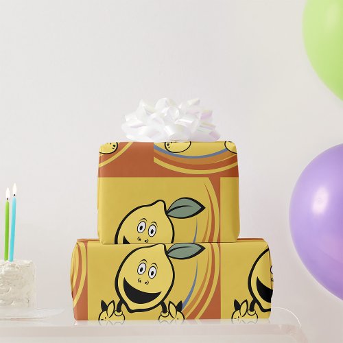 Happy Lemon Face Wrapping Paper