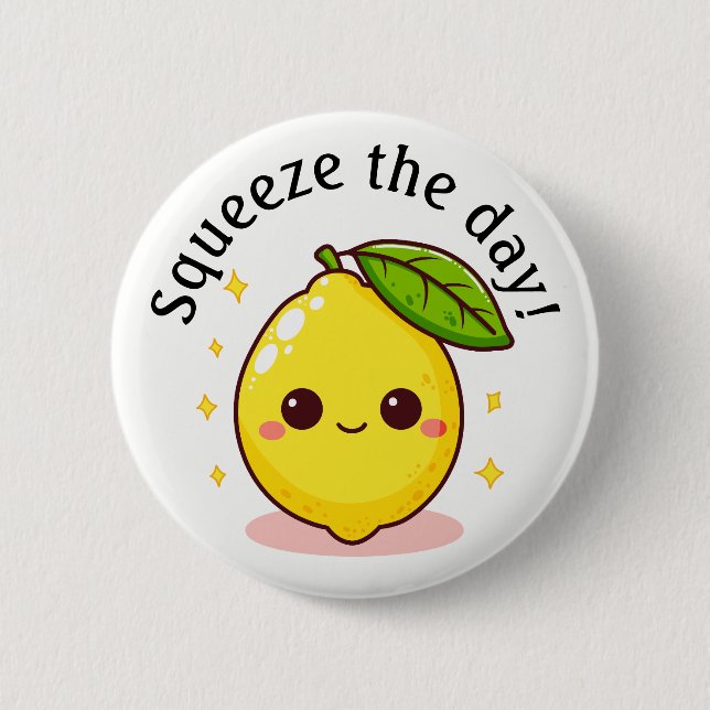 Happy Lemon Squeeze The Day Personalized Button (Front)
