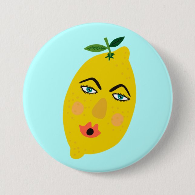 Happy Lemon Whimsical Button (Front)