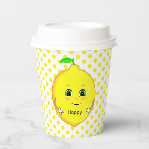  Happy Lemon  Yellow Polka Dots Paper Cups