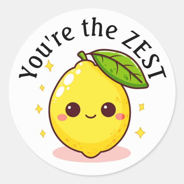 Happy Lemon You're The Zest Personalized Classic Round Sticker (Front)
