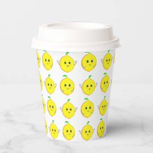 Happy Lemons on White Paper Cups
