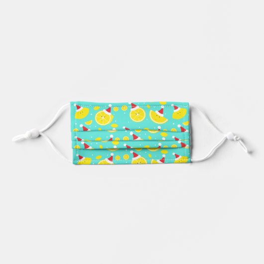 Happy Lemons Santa Hats Cartoon Pattern Kids' Cloth Face Mask (Front, Folded)