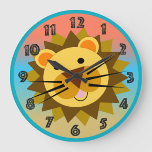 Happy Leo The Lion Smiling Face Large Clock