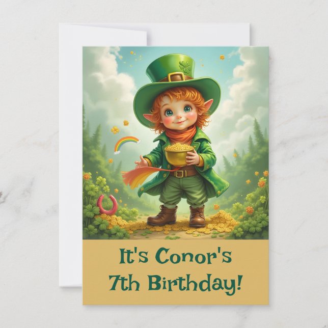 Happy Leprechaun Child's St. Patrick's Day Invitation (Front)
