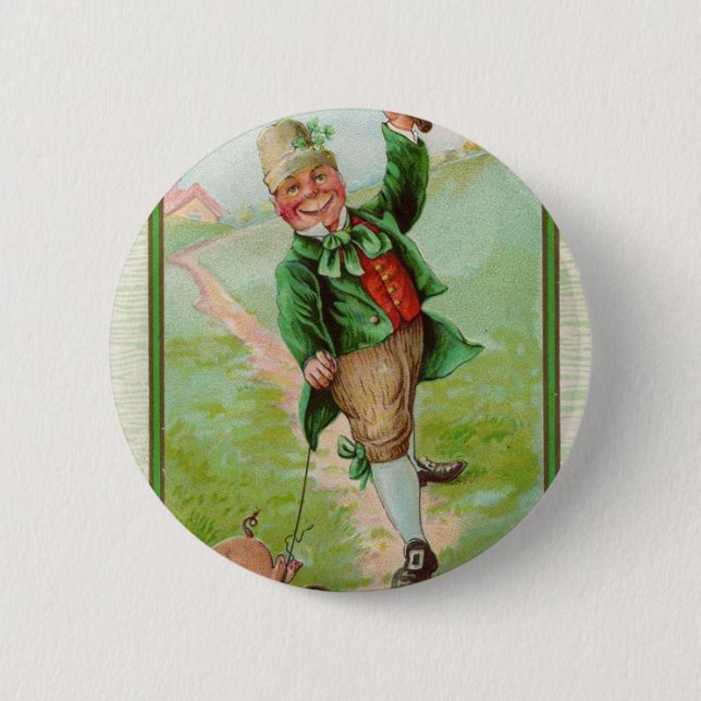 Happy Leprechaun Pinback Button (Front)