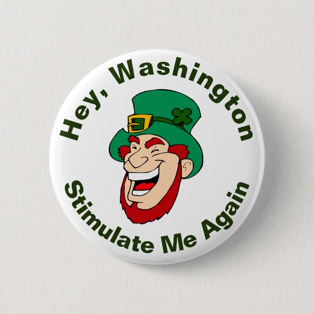 Happy Leprechaun Stimulus Bill Button (Front)