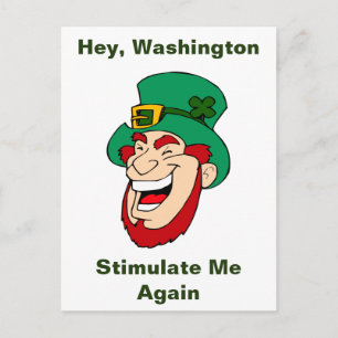 Happy Leprechaun Stimulus Bill Postcard