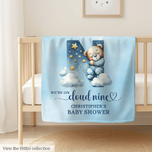 Happy Letter N Baby Shower Cloud Nine Teddy Bear Blanket