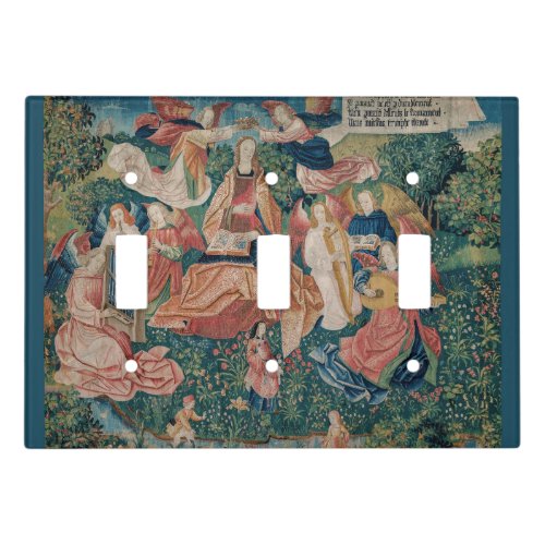 Happy Life in Paradise Garden Medieval Tapestry Light Switch Cover
