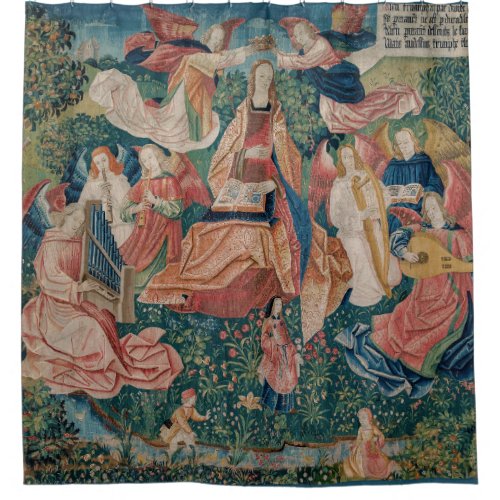 Happy Life in Paradise Garden Medieval Tapestry Shower Curtain
