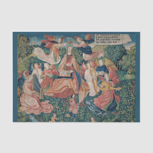 Happy Life in Paradise Garden Medieval Tapestry Tissue Paper (Front)