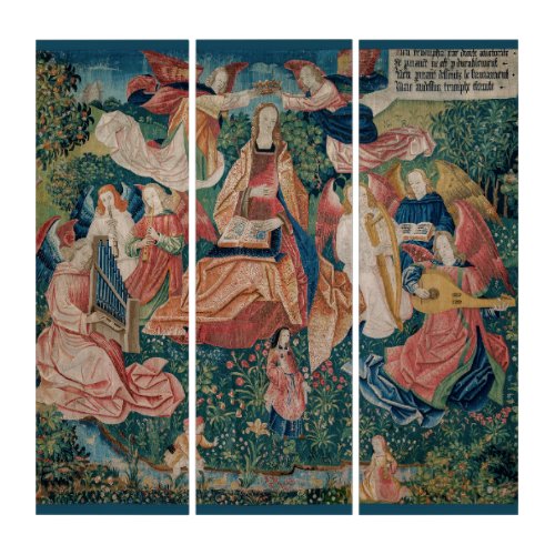 Happy Life in Paradise Garden Medieval Tapestry Triptych