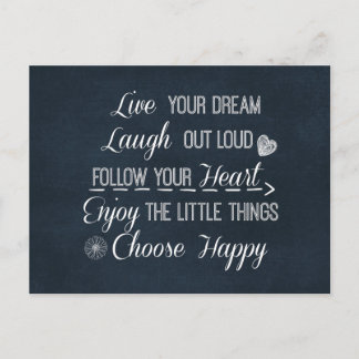 Happy Life Rules Quotes Affirmations Postcard