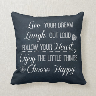 Happy Life Rules Quotes Affirmations Throw Pillow