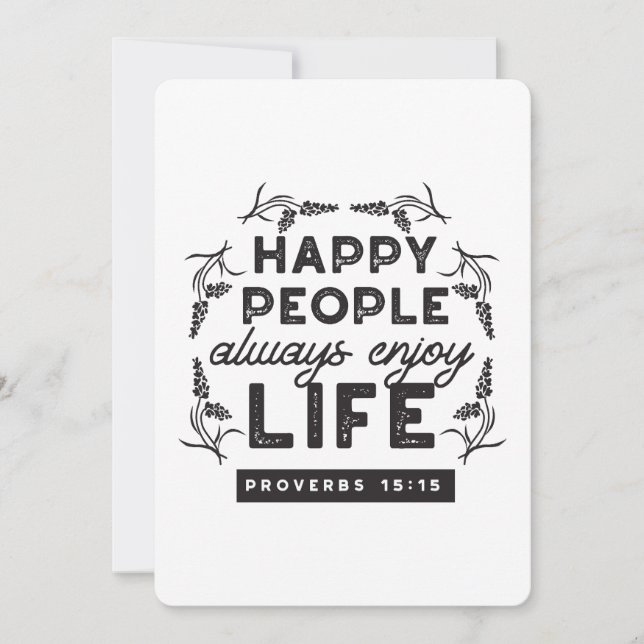 Happy Life with Faith – Proverbs 15:15 Art Invitation (Front)