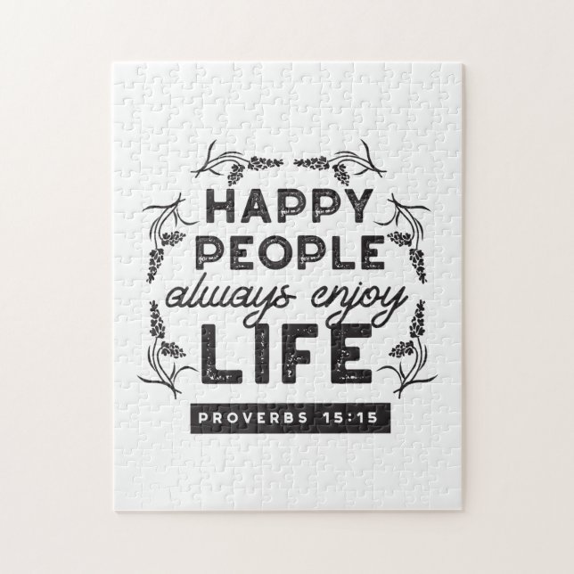 Happy Life with Faith – Proverbs 15:15 Art Jigsaw Puzzle (Vertical)