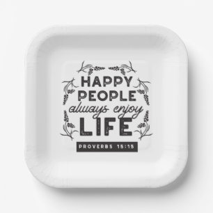 Happy Life with Faith – Proverbs 15:15 Art Paper Plates