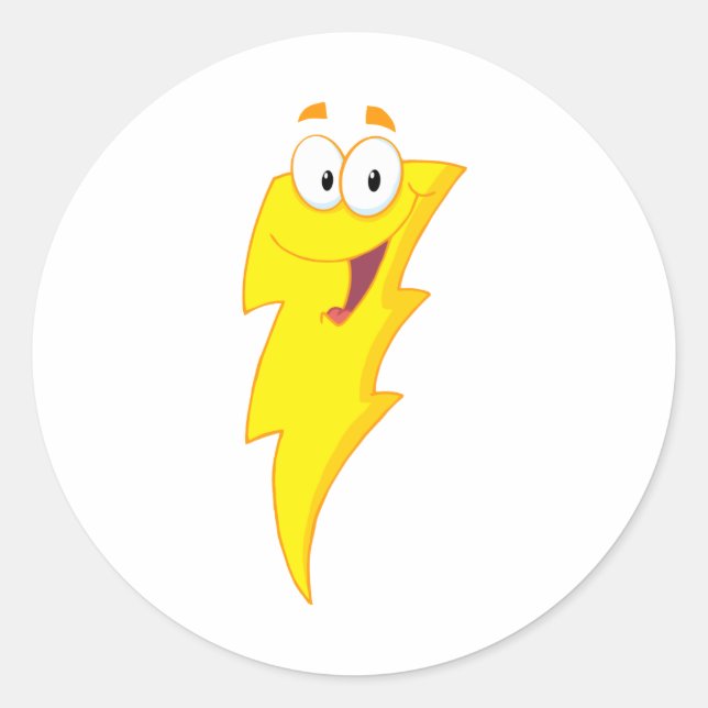 Happy Lightning Mascot Cartoon Character Classic Round Sticker (Front)