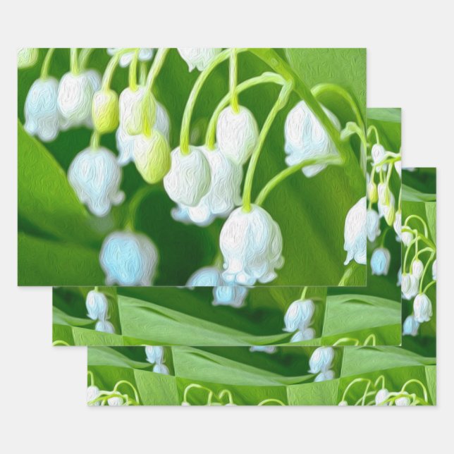 Happy Lily of the valley pattern Wrapping Paper Sheets (Set)